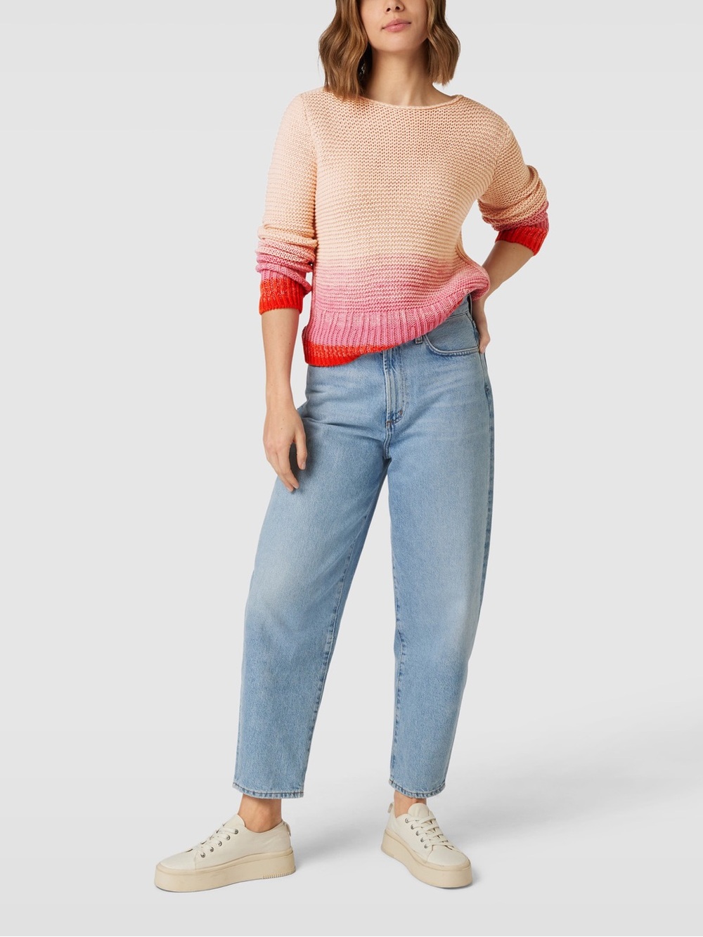 Marc Cain Wool Cashmere Blend Knit Ombré Sweater Peach/Pink Size 42 US 12 - Picture 4 of 14